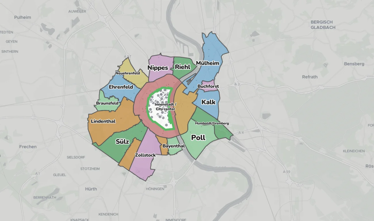 The neighbourhoods of Cologne